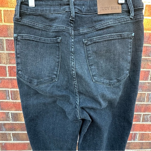 Judy Blue Skinny Fit Fade Black Denim Jean Hi-Waist Hem Stretch Streetwear 7/28 - Picture 11 of 15